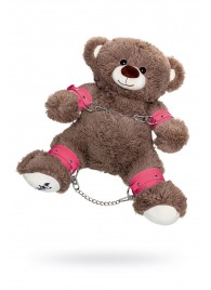 Бондажный набор: бурый мишка с розовыми оковами и наручниками - Pecado - купить с доставкой в Керчи