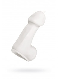 Белая свеча в форме пениса - 47 гр. - Pecado - купить с доставкой в Керчи