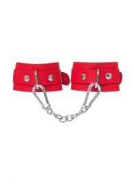 Красные кожаные наручники-браслеты со скруглёнными углами - Pecado - купить с доставкой в Керчи