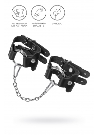 Черные кожаные наручники-браслеты из двух ремешков - Pecado - купить с доставкой в Керчи