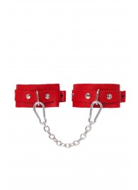 Красные кожаные узкие оковы со скруглёнными углами - Pecado - купить с доставкой в Керчи