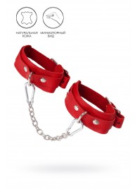 Красные кожаные узкие оковы со скруглёнными углами - Pecado - купить с доставкой в Керчи