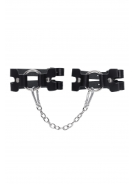 Черные кожаные оковы из двух ремешков - Pecado - купить с доставкой в Керчи