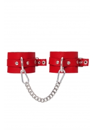 Красные мягкие кожаные оковы с люверсами - Pecado - купить с доставкой в Керчи