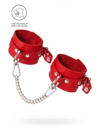 Красные мягкие кожаные оковы с люверсами - Pecado - купить с доставкой в Керчи