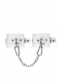 Белые мягкие кожаные оковы с люверсами - Pecado - купить с доставкой в Керчи