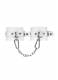 Белые мягкие кожаные наручники с люверсами - Pecado - купить с доставкой в Керчи