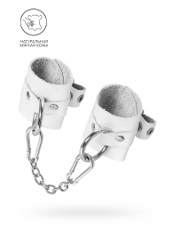 Белые мягкие кожаные наручники с люверсами - Pecado - купить с доставкой в Керчи