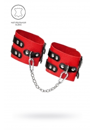 Красно-черные мягкие оковы с двумя ремешками с люверсами - Pecado - купить с доставкой в Керчи