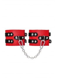 Красно-черные мягкие оковы с двумя ремешками с люверсами - Pecado - купить с доставкой в Керчи