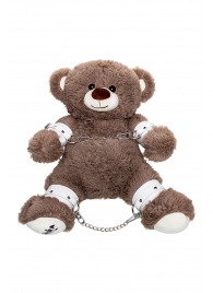 Бондажный набор: бурый мишка с белыми оковами и наручниками - Pecado - купить с доставкой в Керчи