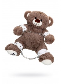 Бондажный набор: бурый мишка с белыми оковами и наручниками - Pecado - купить с доставкой в Керчи