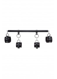 Черная распорка с 4 манжетами для рук и ног - Pecado - купить с доставкой в Керчи