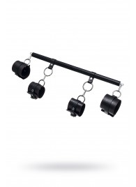 Черная распорка с 4 манжетами для рук и ног - Pecado - купить с доставкой в Керчи