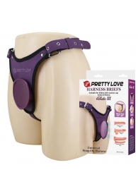 Фиолетовые трусики харнесс с платформой Caludio III - Baile - купить с доставкой в Керчи