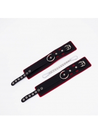 Черно-красные оковы с красной строчкой Sex - Crazy Handmade - купить с доставкой в Керчи