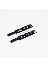 Черные кожаные наручники с регулируемыми ремешками - Crazy Handmade - купить с доставкой в Керчи