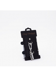 Черные кожаные наручники с хромированной фурнитурой - Crazy Handmade - купить с доставкой в Керчи