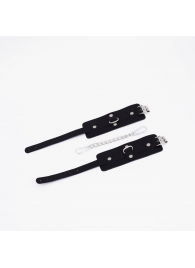 Черные кожаные оковы с хромированной фурнитурой - Crazy Handmade - купить с доставкой в Керчи
