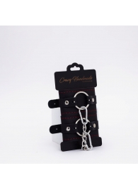 Черно-красные кожаные наручники - Crazy Handmade - купить с доставкой в Керчи