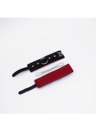 Черно-красные кожаные наручники - Crazy Handmade - купить с доставкой в Керчи