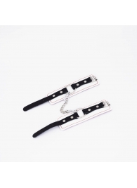 Бело-красные кожаные наручники - Crazy Handmade - купить с доставкой в Керчи