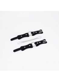 Черные кожаные наручники с кольцом - Crazy Handmade - купить с доставкой в Керчи