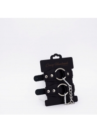 Черные кожаные оковы с кольцом - Crazy Handmade - купить с доставкой в Керчи