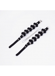 Черные кожаные наручники из звеньев - Crazy Handmade - купить с доставкой в Керчи