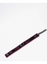 Черно-розовый кожаный ошейник с розовой строчкой - Crazy Handmade - купить с доставкой в Керчи