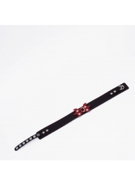 Черный ошейник с красным декором и строчкой - Crazy Handmade - купить с доставкой в Керчи