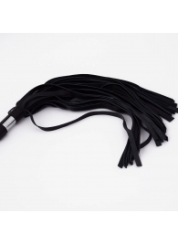 Черный кожаный флоггер со стальной ручкой - 45 см. - Crazy Handmade - купить с доставкой в Керчи