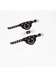 Черные наручники с золотистой фурнитурой - Crazy Handmade - купить с доставкой в Керчи