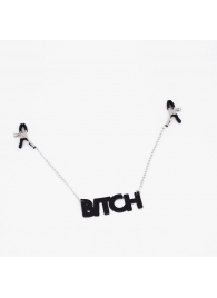 Зажимы на соски с кожаной подвеской Bitch - Crazy Handmade - купить с доставкой в Керчи