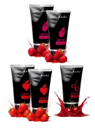 Набор из 5 съедобных лубрикантов JUJU (клубника х 2, малина х 2, вишня) - JuJu - купить с доставкой в Керчи