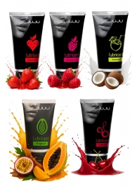 Набор из 5 съедобных лубрикантов JUJU (клубника, малина, тропические фрукты, вишня, кокос) - JuJu - купить с доставкой в Керчи