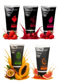 Набор из 5 съедобных лубрикантов JUJU (клубника, малина, тропические фрукты, вишня, грейпфрут) - JuJu - купить с доставкой в Керчи