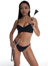 Стек с черным кожаным наконечником в виде сердца и металлической ручкой - 67 см. - Crazy Handmade - купить с доставкой в Керчи