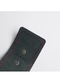 Черные кожаные наручники с красной строчкой - Crazy Handmade - купить с доставкой в Керчи