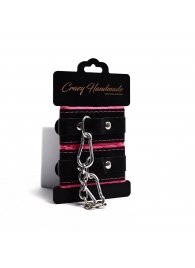 Черно-розовые скругленные наручники с мягкой подкладкой - Crazy Handmade - купить с доставкой в Керчи