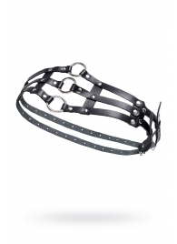 Черный кожаный пояс с кольцами - Pecado - купить с доставкой в Керчи