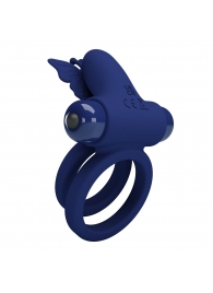 Синее эрекционное кольцо с вибростимуляцией клитора - Baile - в Керчи купить с доставкой