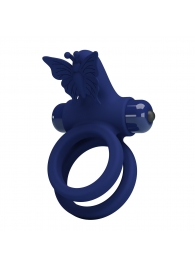 Синее эрекционное кольцо с вибростимуляцией клитора - Baile - в Керчи купить с доставкой