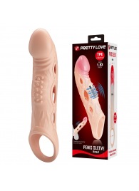 Телесная удлиняющая насадка с рельефом и вибрацией Brad - 21,3 см. - Baile - в Керчи купить с доставкой