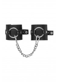 Черные наручники из толстой натуральной кожи с люверсами - Pecado - купить с доставкой в Керчи