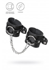 Черные наручники из толстой натуральной кожи с люверсами - Pecado - купить с доставкой в Керчи