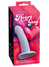 Голубой вибростимулятор на присоске Heart Guy - 17 см. - Orion