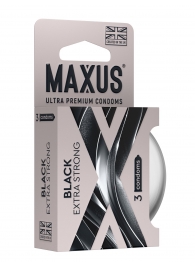 Черные утолщенные презервативы MAXUS Extra Strong с железным кейсом - 3 шт. - Maxus - купить с доставкой в Керчи