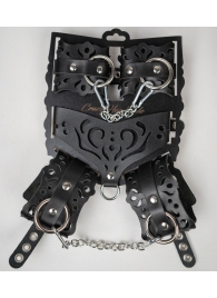 Черный ажурный кожаный набор фиксаций - Crazy Handmade - купить с доставкой в Керчи