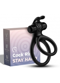 Черное эрекционное виброкольцо с подхватом мошонки Stay Hard - Boys of Toys - в Керчи купить с доставкой
